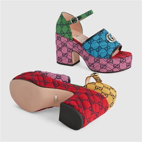 colorful gucci platform sandals|Gucci multi color platform sandal.